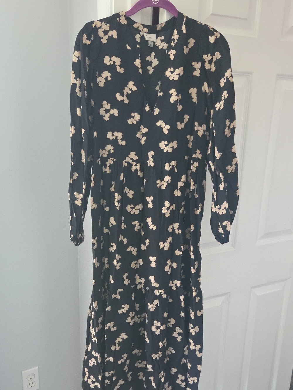a new day Black Maxi Dress with Cream Floral Print